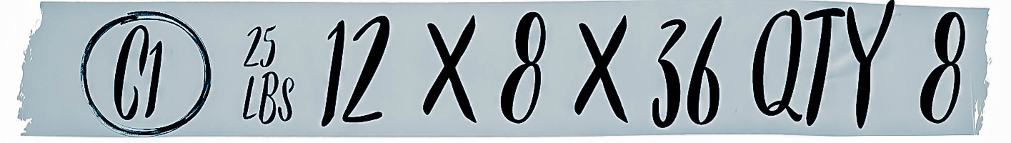 Graphic illustration showing a received shipping carton labeled with tape displaying carton number, dimensions, and weight during intake.